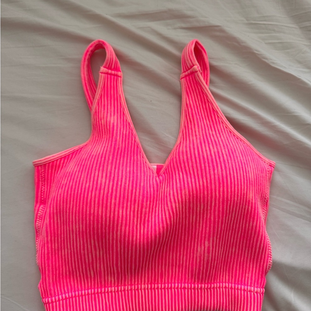 Zenana Outfitters Hot Pink Ribbed V-Neck Tank